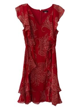 Tommy Hilfiger Red Paisley Ruffle Mini Dress